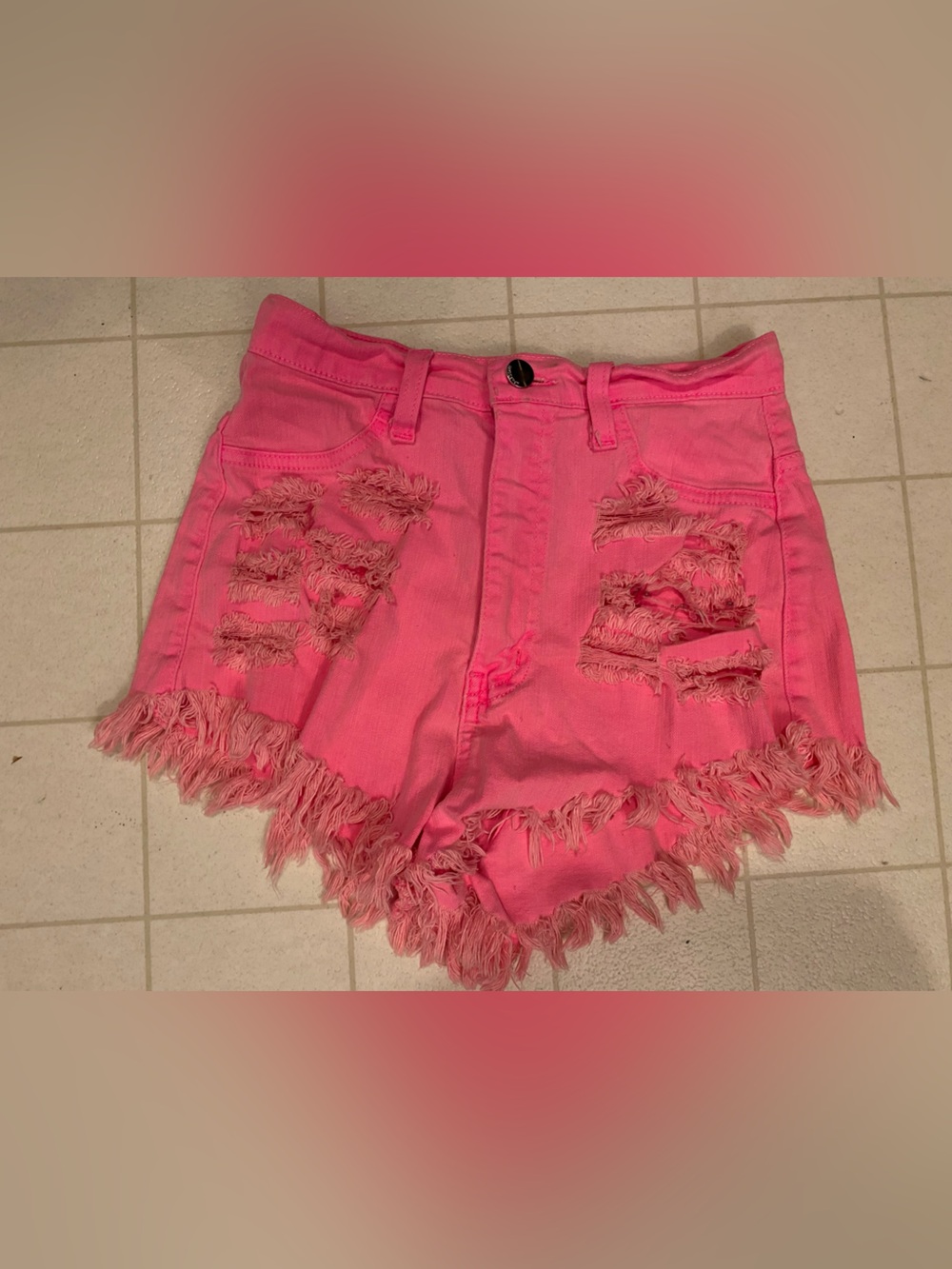 Hot pink jean shorts
